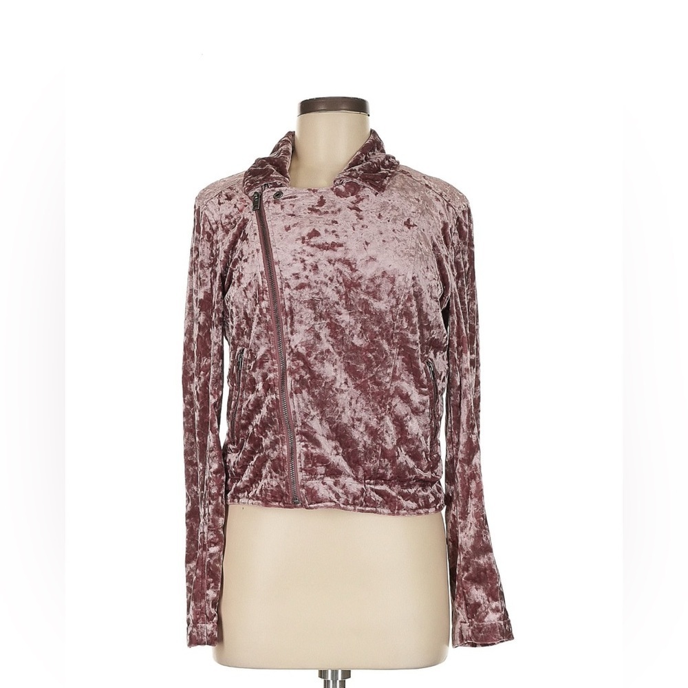 American Eagle Velvet Asymmetrical Velvet Moto Jacket Pink & soft size medium